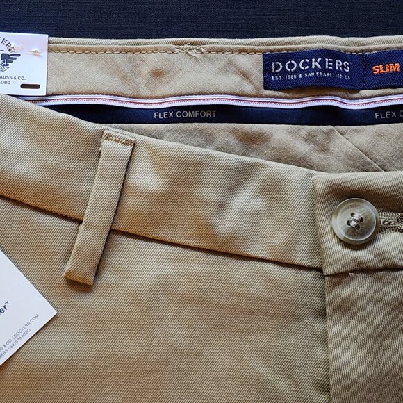 NWT Dockers Signature Khaki Beige Lux Cotton Stretch Shirt Gripper Pants 29x32 - Picture 6 of 9